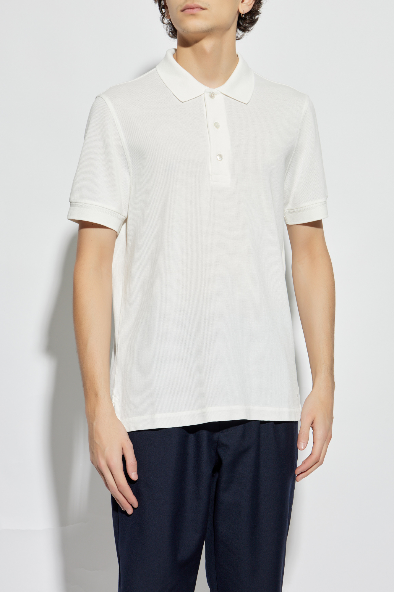 Tシャツ・カットソー TOM FORD SS25 POLO PIQUET (JPS011JMT009S25 DP086) TOM FORD Tennis Piquet Short Sleeve Polo in Dark Brown | FWRD